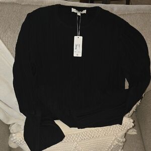 Favorite Daughter Black Ribbed Knit Top